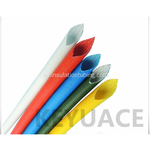 Manga de la trenza revestida de la fibra de vidrio de silicona para el aislamiento del cable